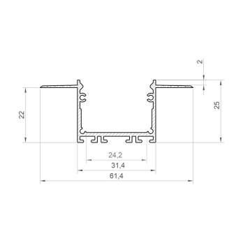 2m Profil LED GK22-7 do Karton-gips wpuszczany srebrny anodowany