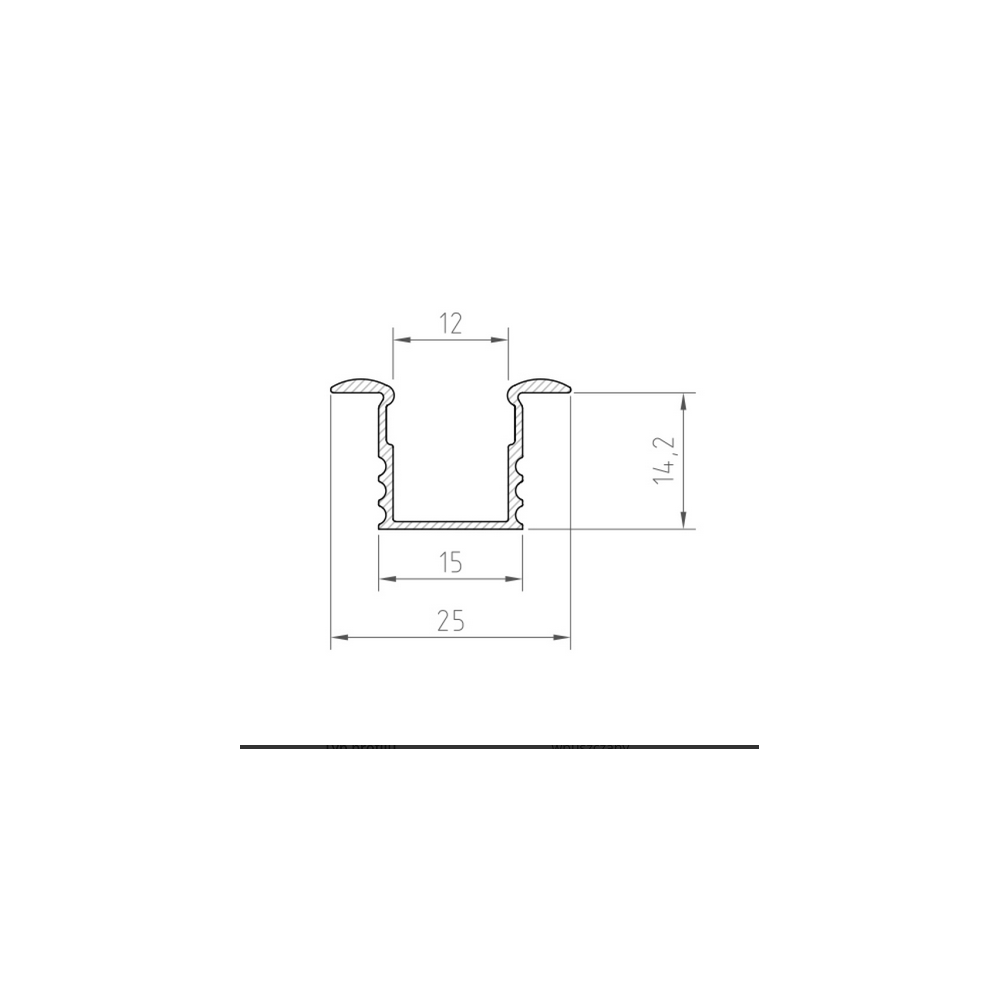 2m Profil LED P18-1wpuszczany czarny