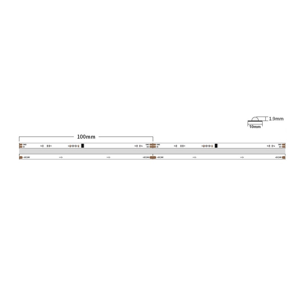 Taśma LED COB Cyfrowa RGB 13W 24V WS2811 630 LED/m 10mm - 1 metr