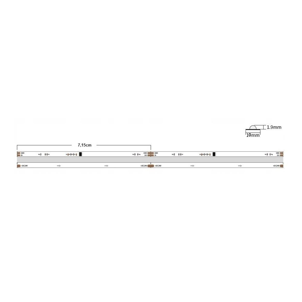 Taśma LED COB Cyfrowa neutralna 4000K 11W 24V WS2811 420 LED/m - 1 metr