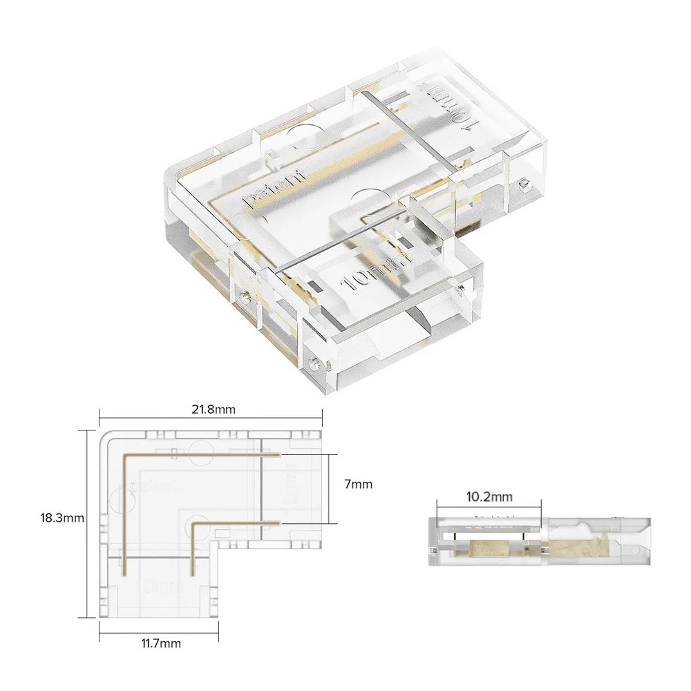 Złączka kątowa L 10mm do taśm COB 2pin