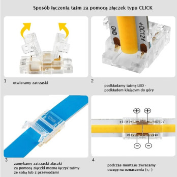 Złączka kątowa L 10mm do taśm COB 2pin