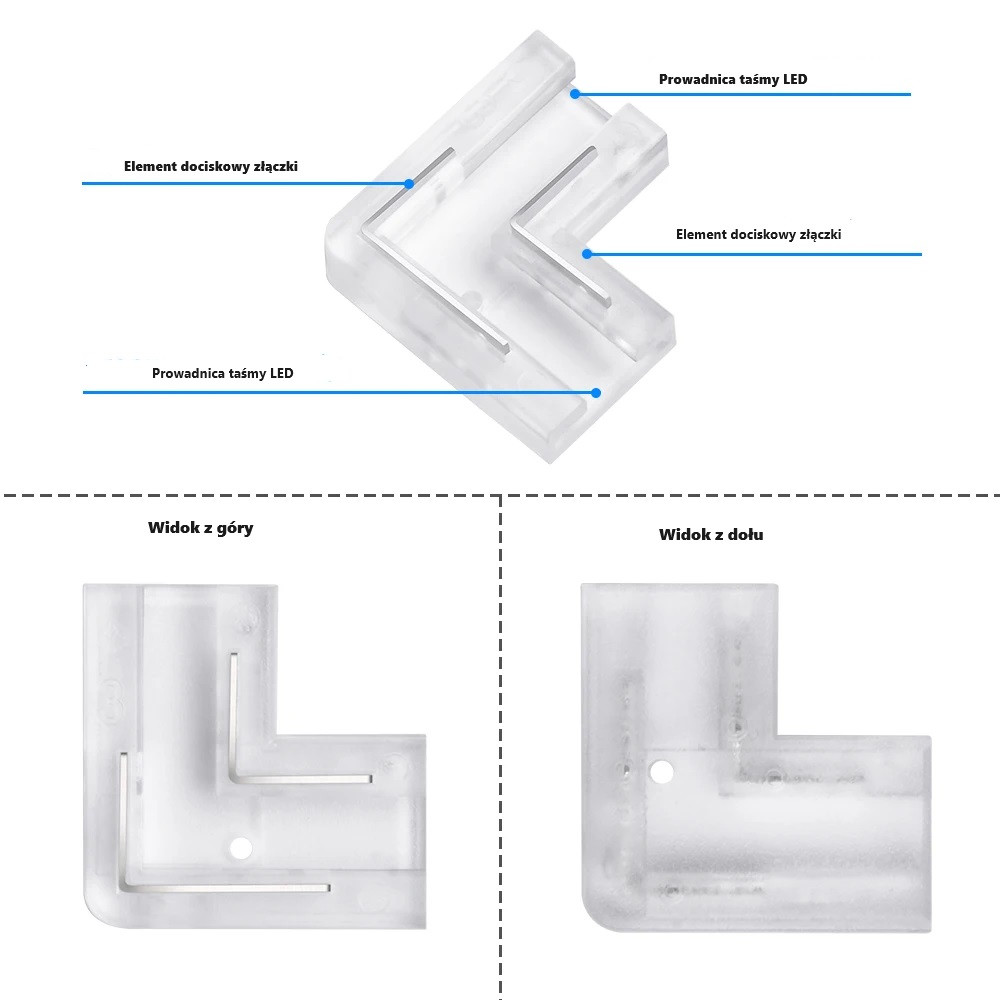 Złączka kątowa dwustronna do taśm LED COB 8mm 2PIN