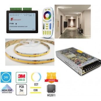 Nowość! Zestaw 20m cyfrowy  COB WS2811 CCT 24V F109 zwijanie/rozwijany