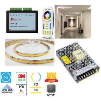 Nowość! Zestaw 10m cyfrowy  COB WS2811 CCT 24V F109 zwijanie/rozwijany