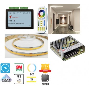 Nowość! Zestaw 5m cyfrowy  COB WS2811 CCT 24V F109 zwijanie/rozwijany