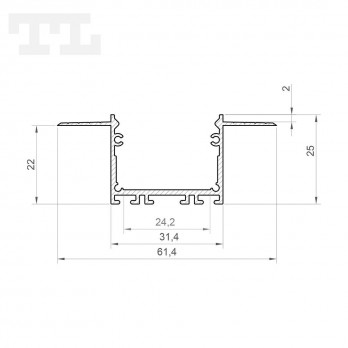 1m Profil LED P22-7 do karton-gips wpuszczany srebrny anodowany