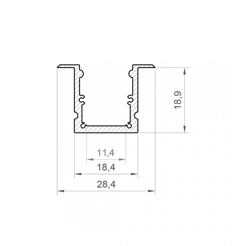 1m Profil LED P25-1 wpuszczany srebrny anodowany