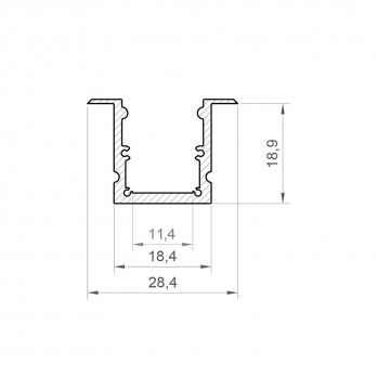 1m Profil LED P25-1 wpuszczany srebrny anodowany