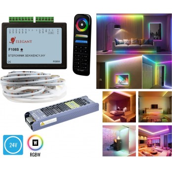 15m Zestaw cyfrowy WS2814F SK6812 24V F108S zwijanie/rozwijanie światła RGBW
