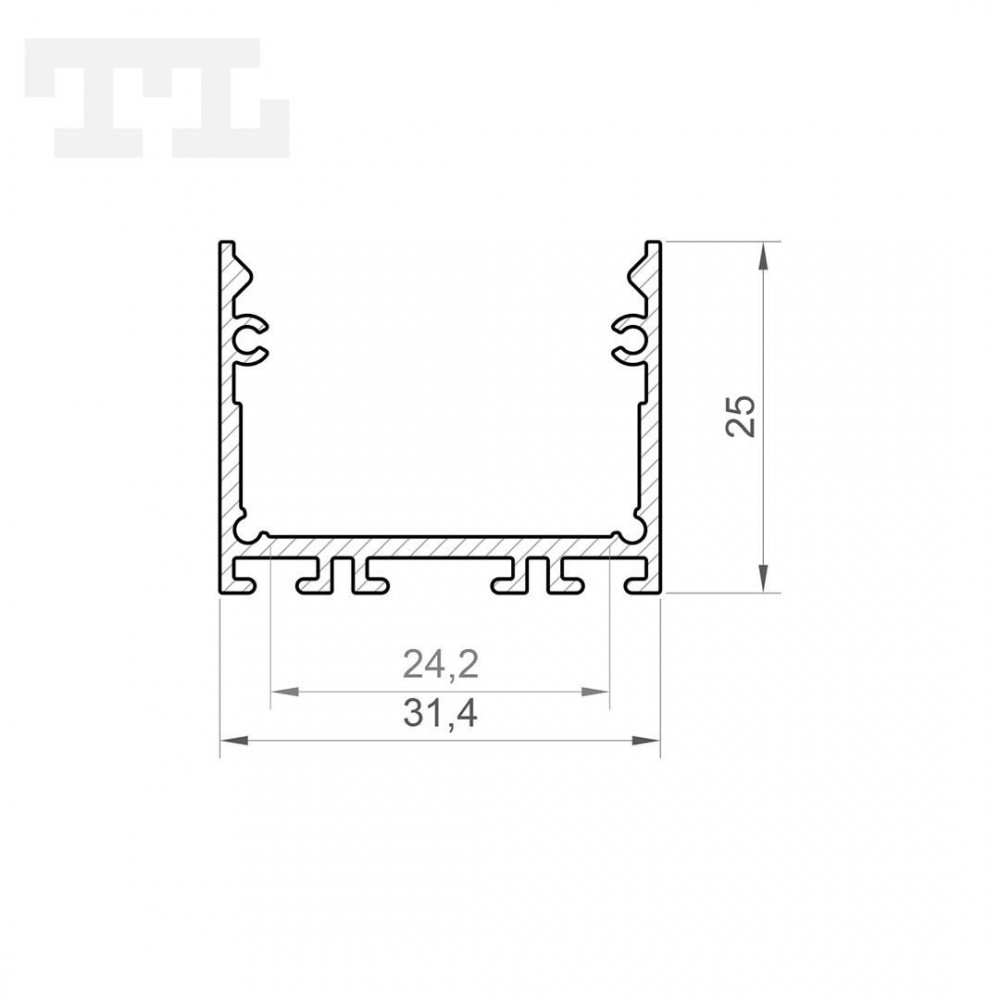 1m Profil LED P22-3 nawierzchniowy srebrny anodowany