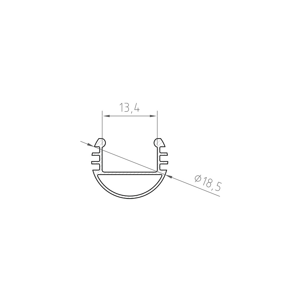 1m Profil LED okrągły P8-1 drążek aluminiowy srebrny anodowany