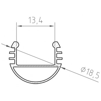 1m Profil LED okrągły P8-1 drążek aluminiowy srebrny anodowany