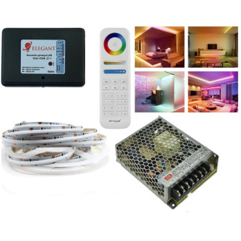 5m zestaw LED cyfrowy muzyczny COB RGBW+neutralny 16W 24V SK6812 840 LED/m