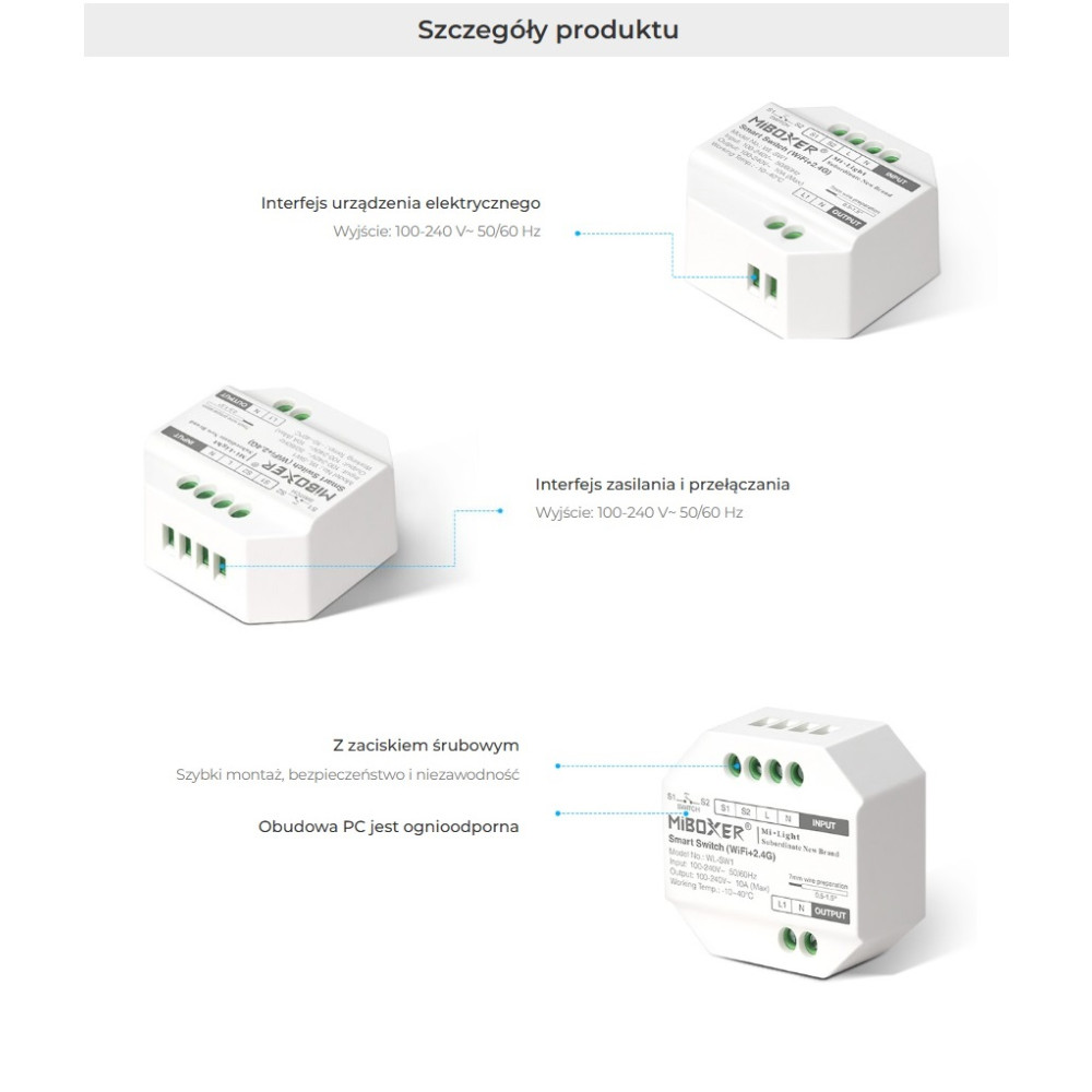 Zestaw Włącznik Wi-Fi 230V Mi-Light WL-SW1 sterowanie z TUYA plus pilot C2