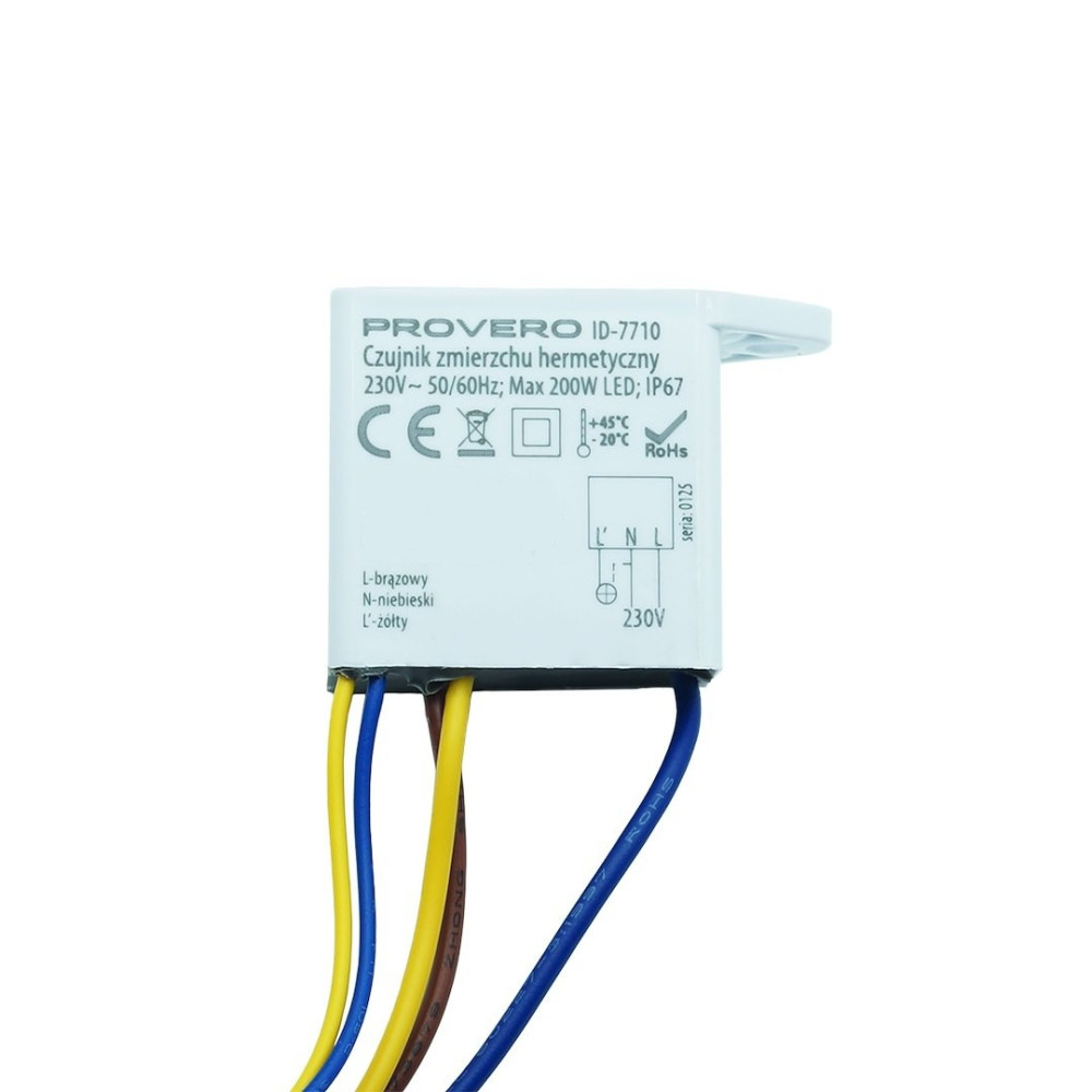 Czujnik zmierzchu hermetyczny IP67 200W 5lux 230V