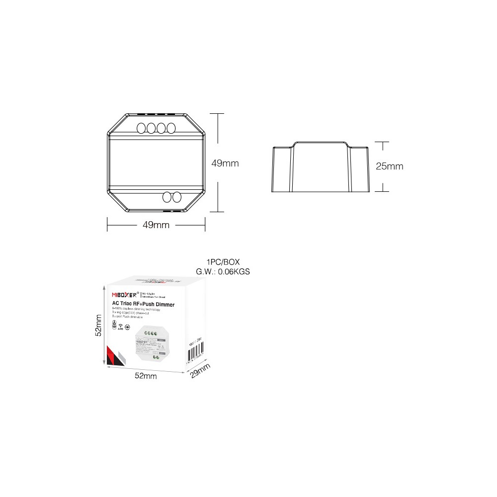 MIBOXER TRIAC TRI-C1 PRZEKAŹNIK,ŚCIEMNIACZ 230V AC