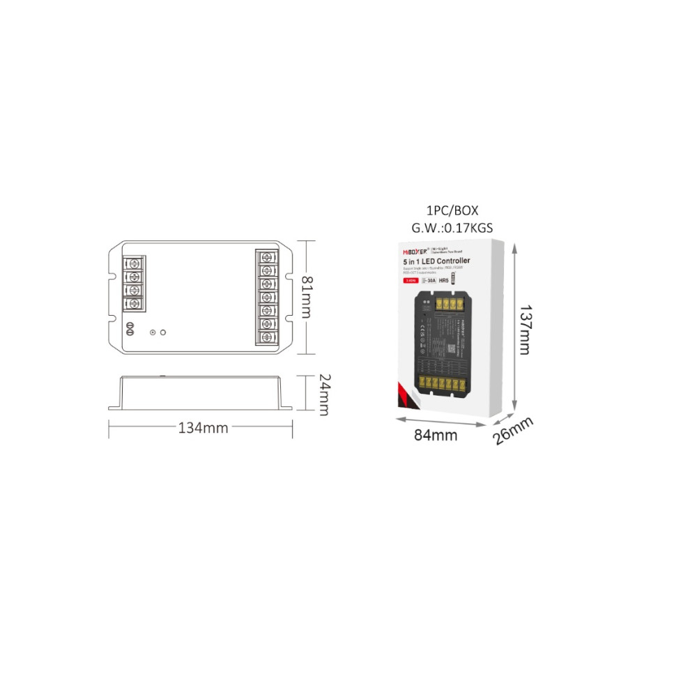 ODBIORNIK STREFOWY LED 5w1 MiLight HR5 30A