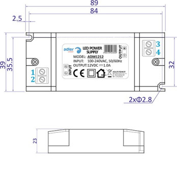 Zasilacz meblowy ADMX-12-12 | 12V 1A 12W