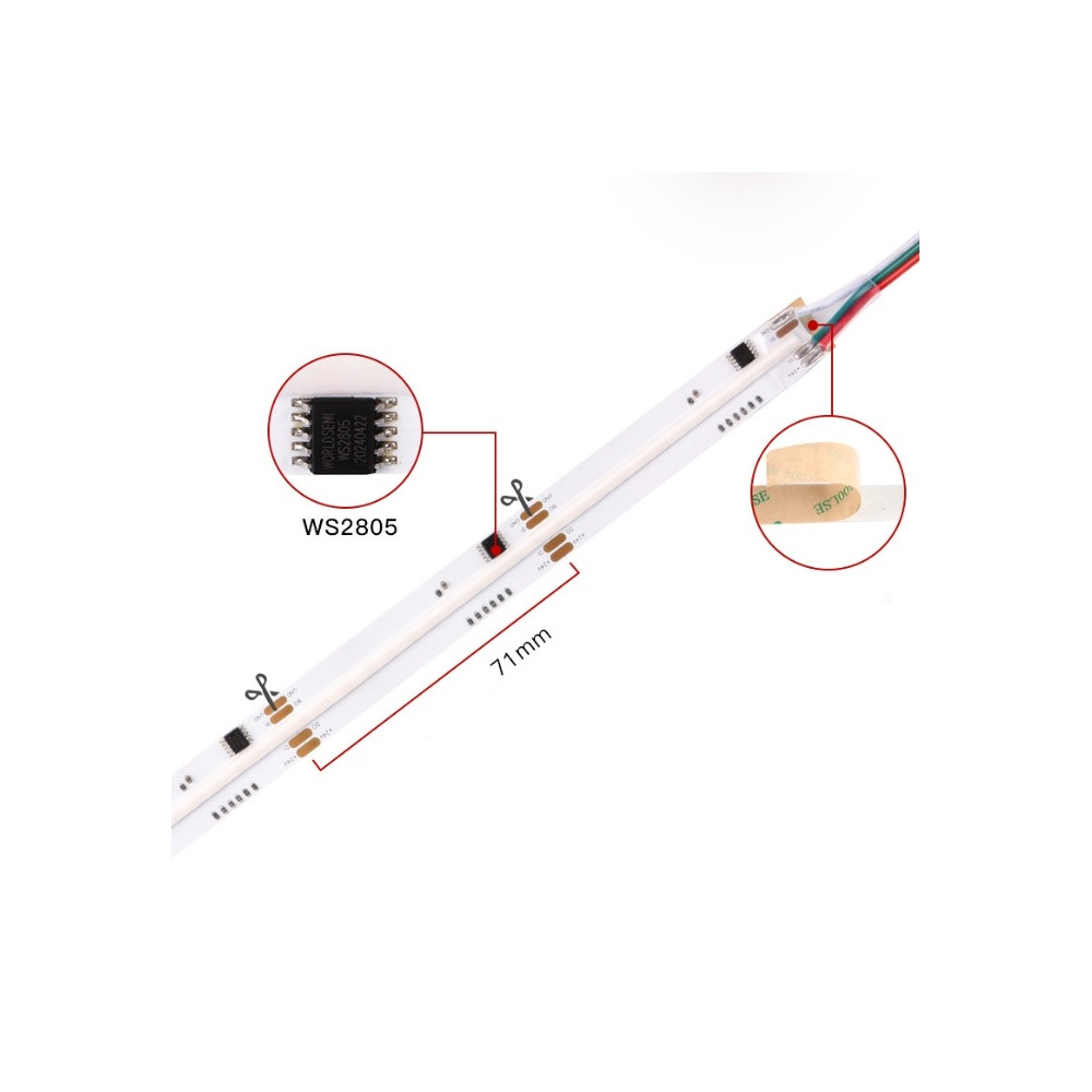 Taśma LED COB Cyfrowa RGB+CCT 3000K-6500K 20W 24V WS2805 840 LED/m - 10 metrów