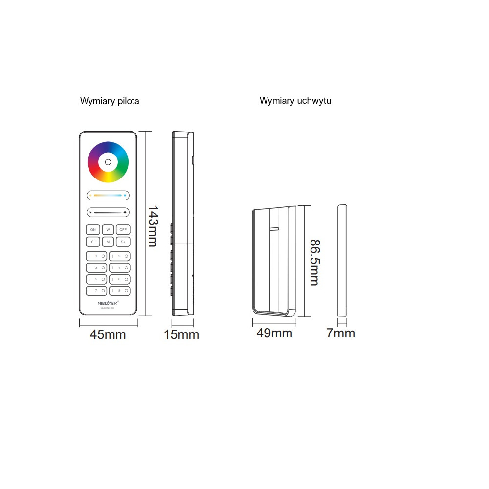MiLight Pilot 8 strefowy RGB+CCT C8 czarny