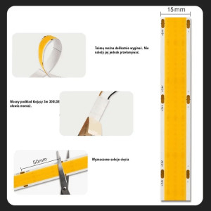 Taśma LED COB neutralna 4000K 25W 24V 960 LED/m CRI90 - 5 metrów