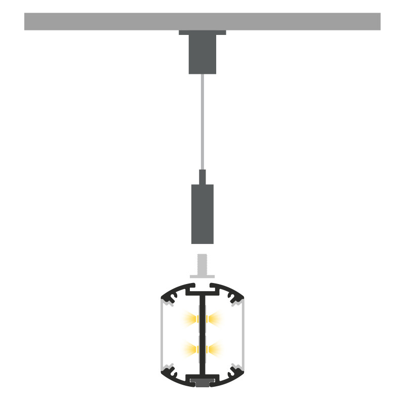 Profil LED P22-8  Czarny Lakierowany
