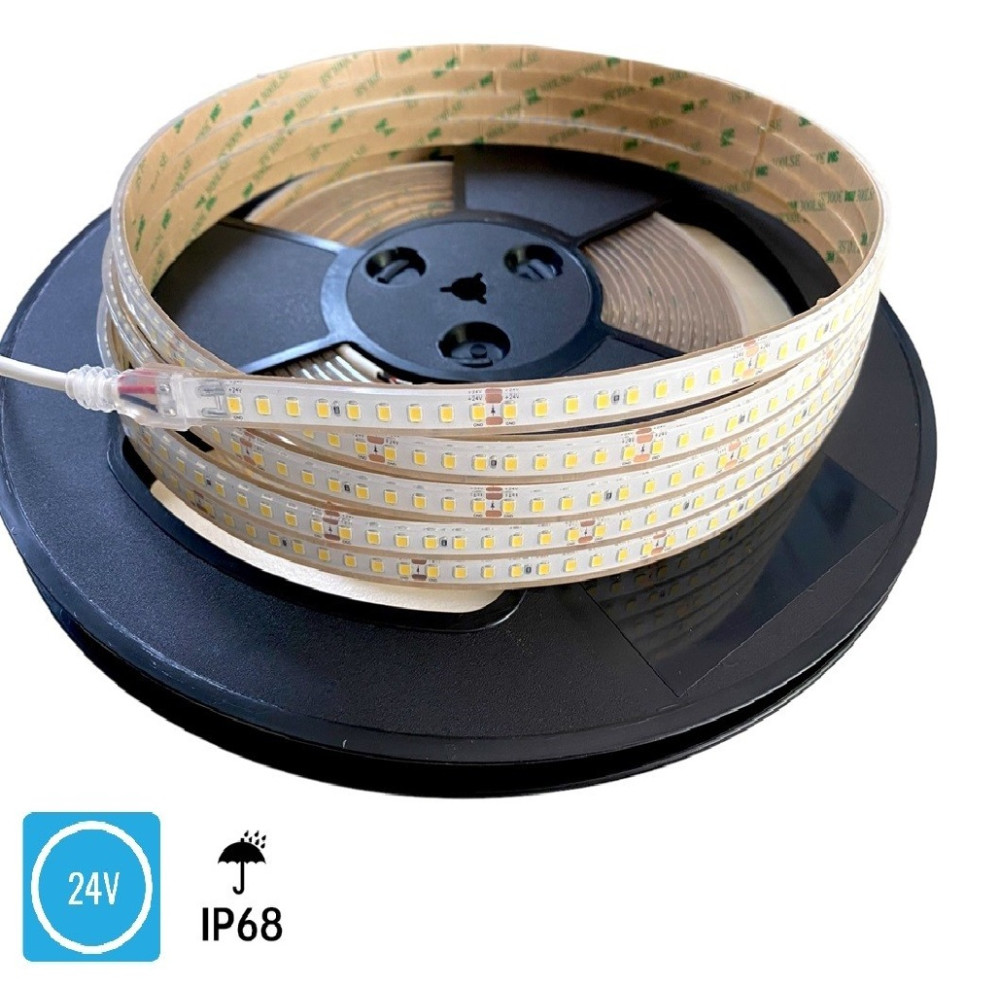 Taśma LED SMD2835 ciepła 3000K 6W 24V 144 LED/m IP68 wodoodporna - 10 metrów