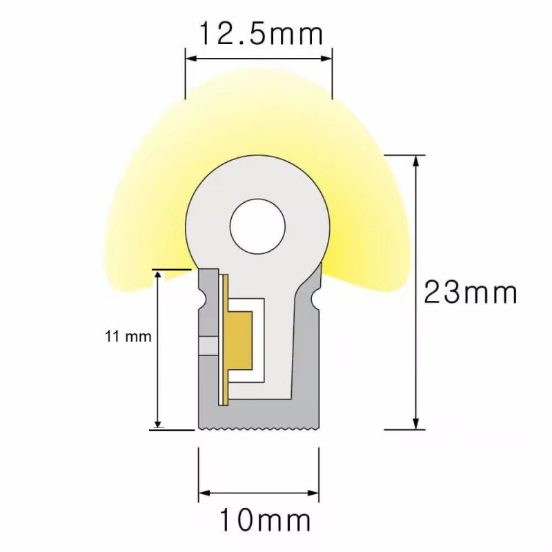 NEON COB flex analogowy biały ciepły 3000K 10W 24V IP67 528LED/m CRI 90 - 1 metr