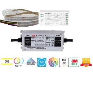 Zestaw 7,5m Taśma LED COB 840 chips 16W 24V RGB+CCT aplikacja