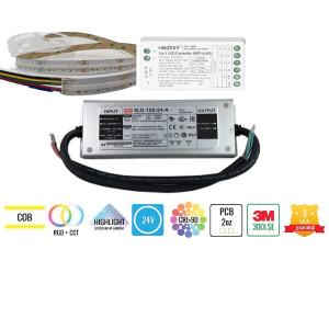Zestaw 10m Taśma LED COB 840 chips 16W 24V RGB+CCT aplikacja