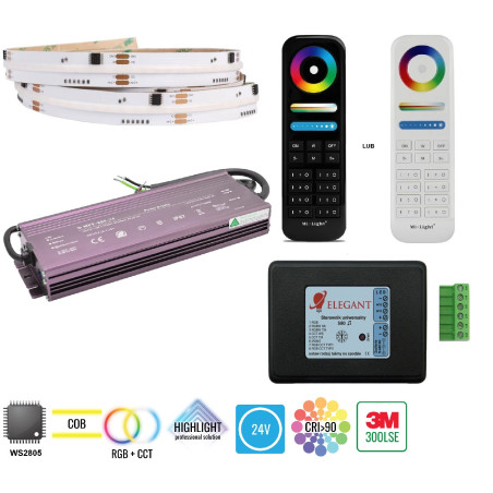 27,5m zestaw LED cyfrowy muzyczny COB RGB+CCT 20W 24V WS2805 840 LED/m
