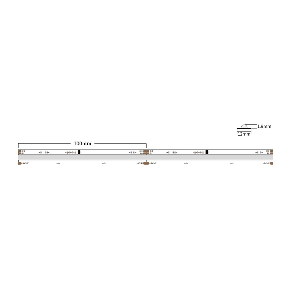 Taśma LED COB Cyfrowa RGBW+neutralny 4000K 14,5W 24V Ws2814F SK6812 840 LED/m IP67 wodoodporna - 10 metrów