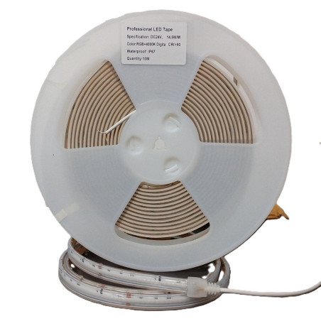 Taśma LED COB Cyfrowa RGBW+neutralny 4000K 14,5W 24V Ws2814F SK6812 840 LED/m IP67 wodoodporna - 10 metrów
