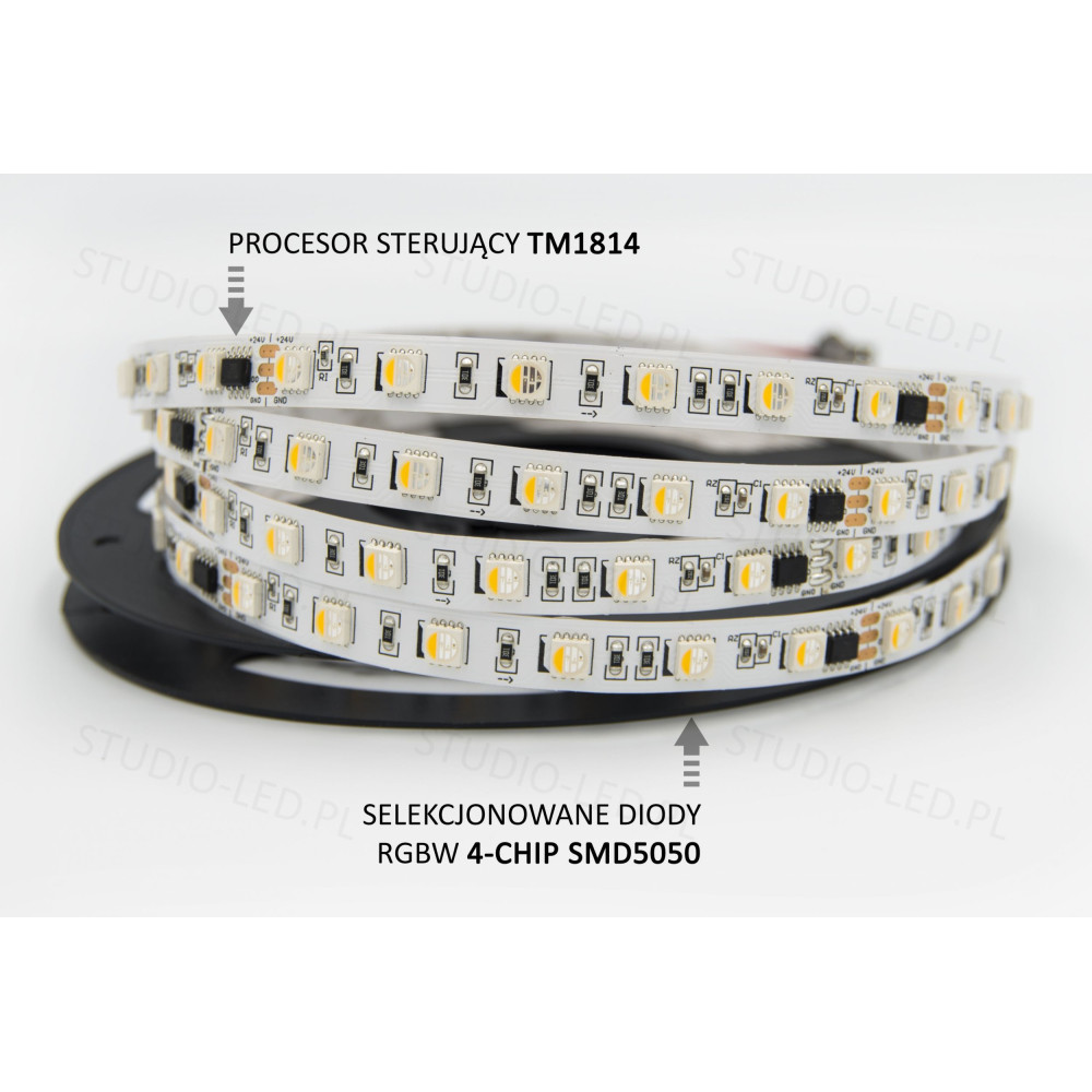 Taśma LED cyfrowa RGBW+neutralny 4000K 14,4W 24V TM1814 60 LED/m - 30 metrów