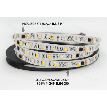 Taśma LED cyfrowa RGBW+neutralny 4000K 14,4W 24V TM1814 60 LED/m - 30 metrów