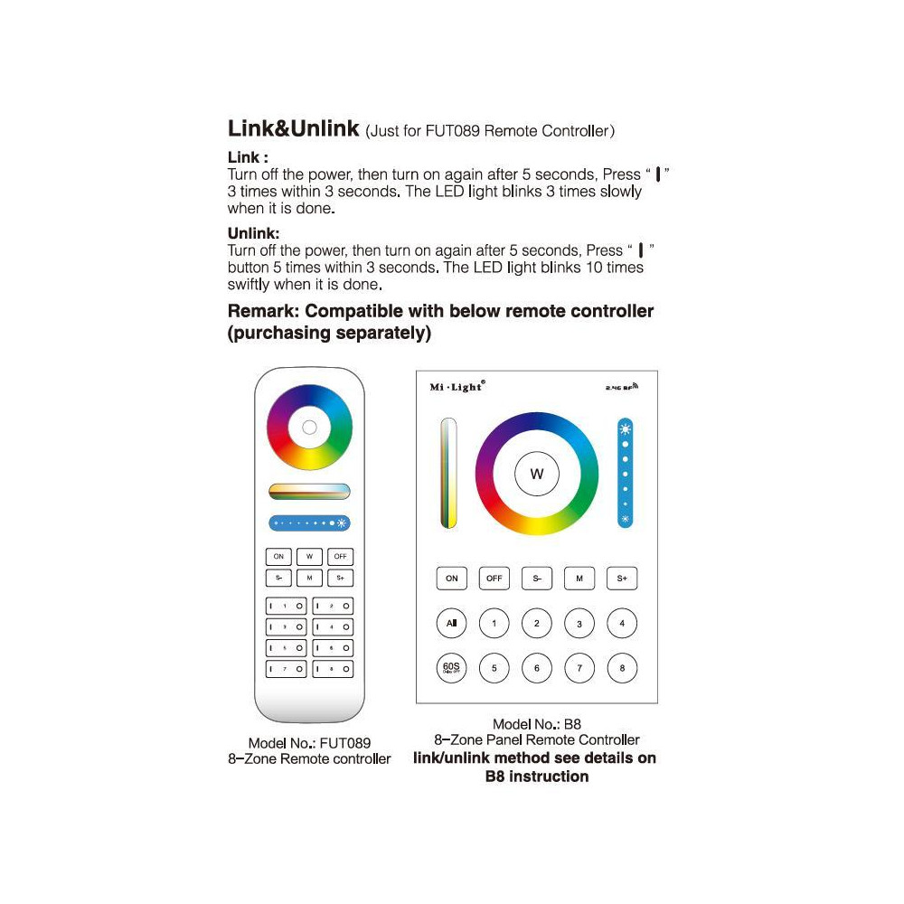 MiLight Pilot panel strefowy RGB + CCT B8