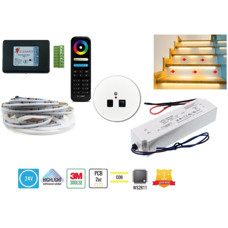 5m zestaw schodowo-korytarzowy F40 COB WS2811 RGB 24V