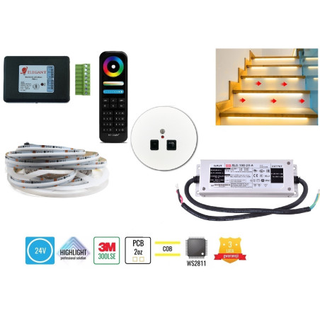 10m zestaw schodowo-korytarzowy F40 COB WS2811 RGB 24V