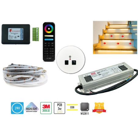 20m zestaw schodowo-korytarzowy F40 COB WS2811 RGB 24V