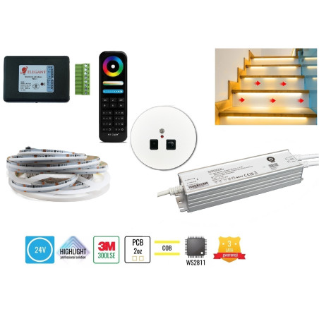 25m zestaw schodowo-korytarzowy F40 COB WS2811 RGB 24V