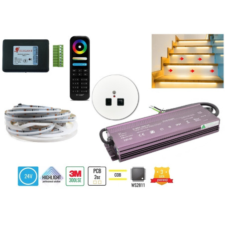 30m zestaw schodowo-korytarzowy F40 COB WS2811 RGB 24V