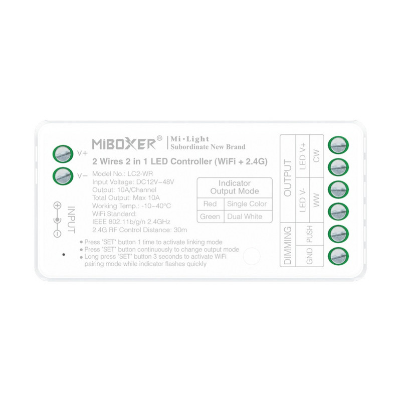 MiLight Odbiornik CCT 2 PIN MONO 2w1 strefowy LC2-WR TUYA