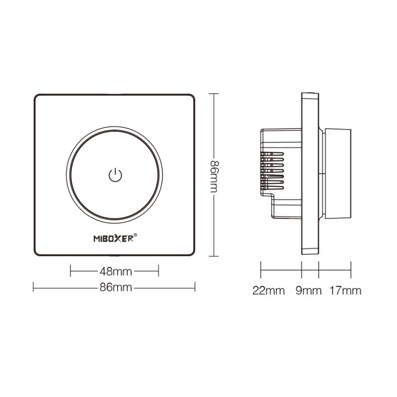MiLight obrotowy ściemniacz Triak TRI-K1 ZR Zigbee 3.0 +2.4GHz 230V biały