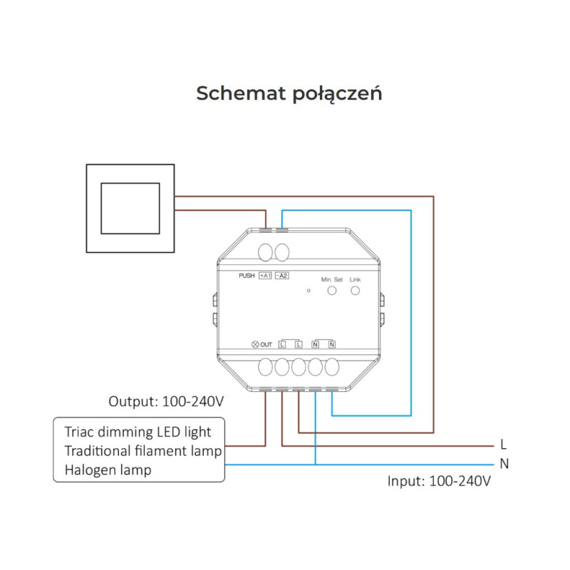 MIBOXER TRIAC TRI-C1 PRZEKAŹNIK,ŚCIEMNIACZ 230V AC