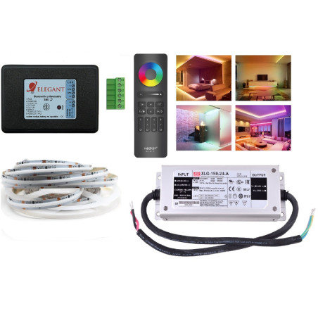 5m zestaw LED cyfrowy muzyczny COB RGB+CCT 20W 24V Ws2814F 840 LED/m