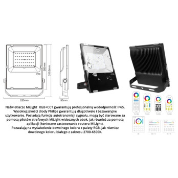 NAŚWIETLACZ LED 50W RGB+CCT MiLight FUTT02