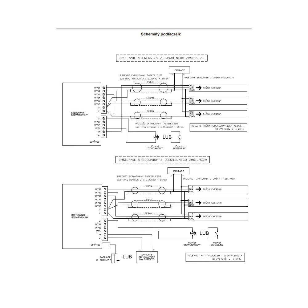 10m Zestaw cyfrowy RGBW+neutralny 4000K 14,4W 12V TM1814 60 LED/m F108 zwijanie/rozwijanie światła