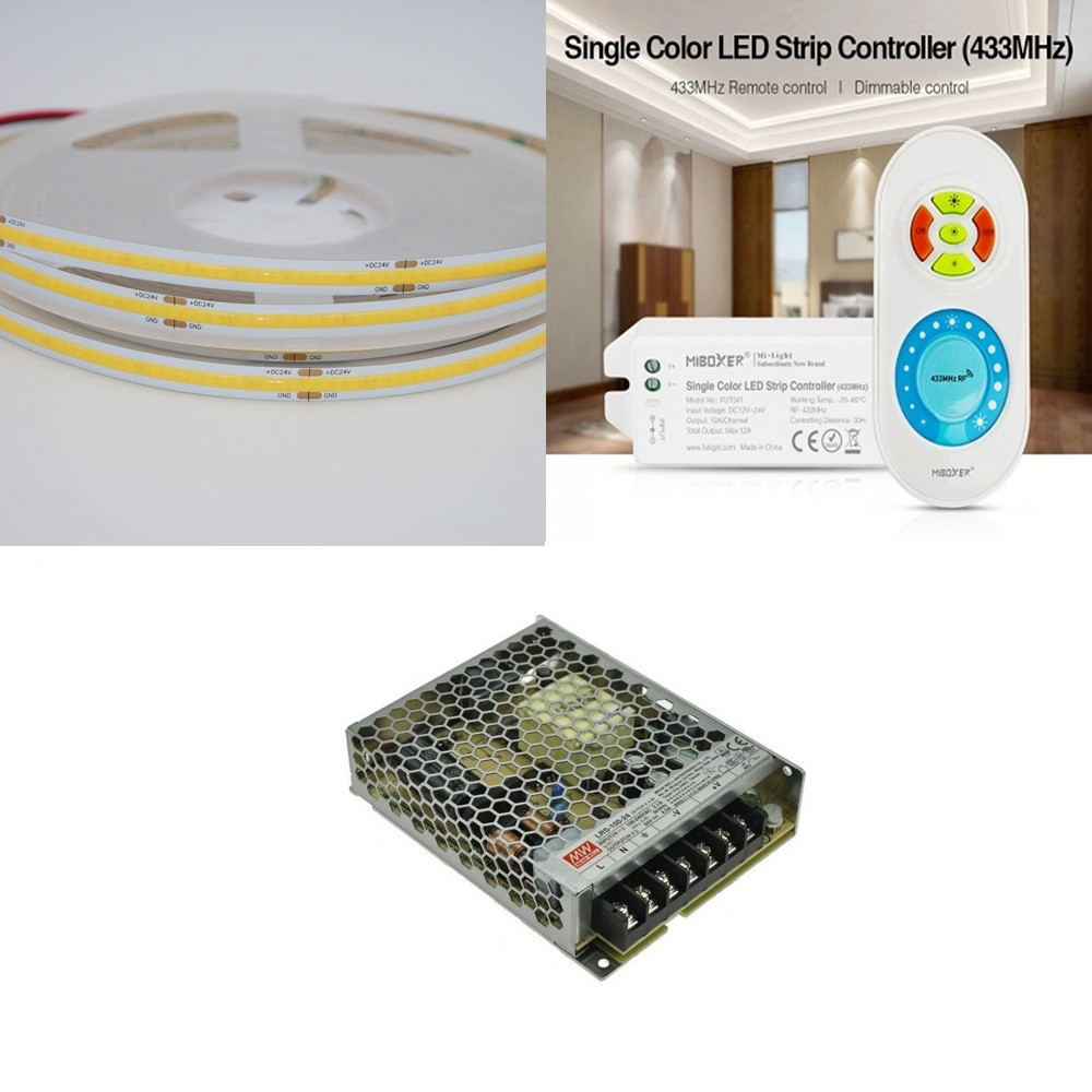 5m Zestaw Taśma LED COB 528 chips 15W 24V barwa do wyboru NW,CW,WW