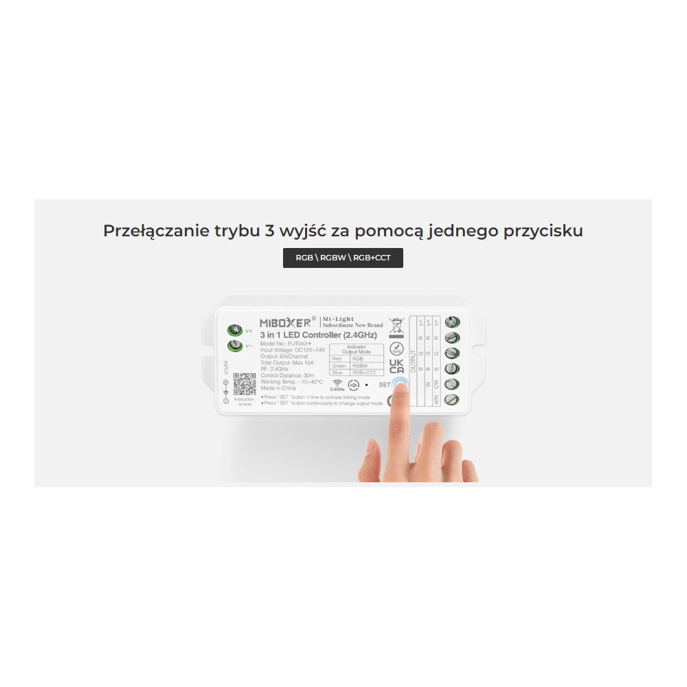 STEROWNIK RGB MiLight FUT043+ 3W1 RGB RGBW RGB+CCT